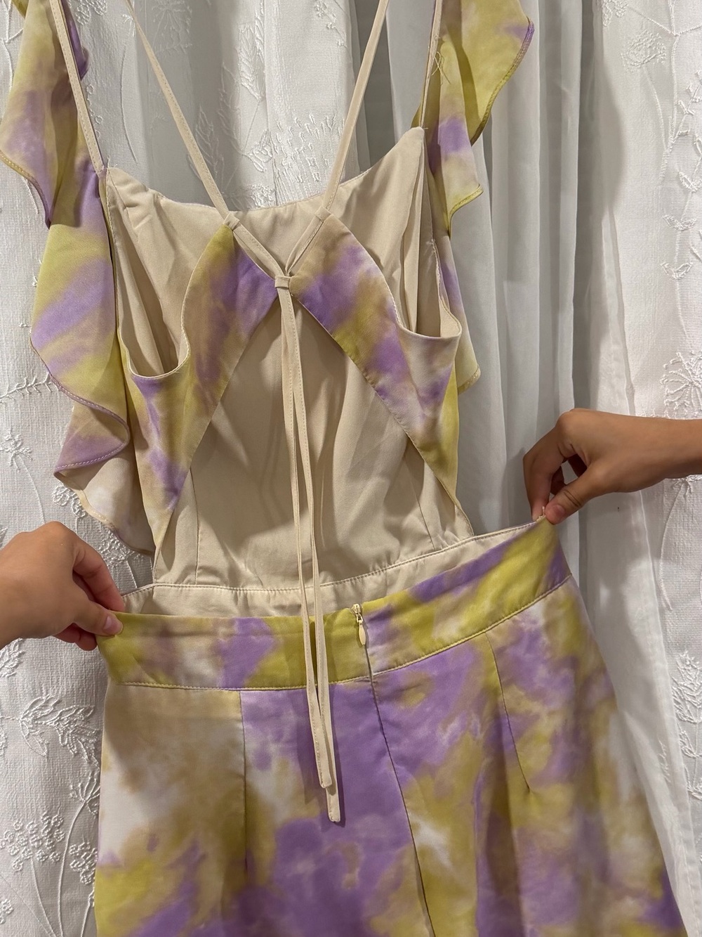 DO+BE Cream Tie-Dye Romper with Lavender Accent - Picture 2 of 5